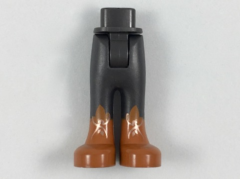 Mini Doll Hips and Trousers with Back Pockets with Dark Orange Boots with Copper Leaves Pattern - Thick Hinge