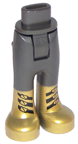Mini Doll Hips and Trousers with Back Pockets with Gold Boots with Black Straps Pattern - Thick Hinge