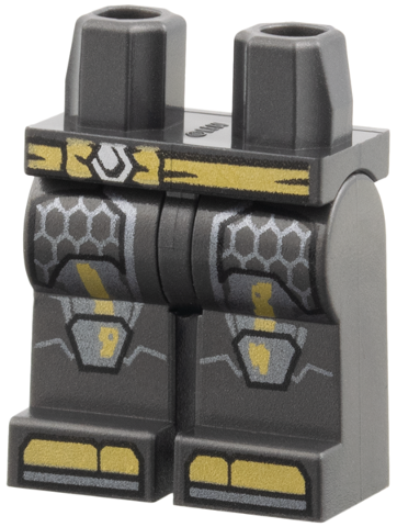 Hips and Legs with Gold Belt, Stripes and Toes, Silver Honeycomb and Knee Pads Pattern in Pearl Dark Gray
