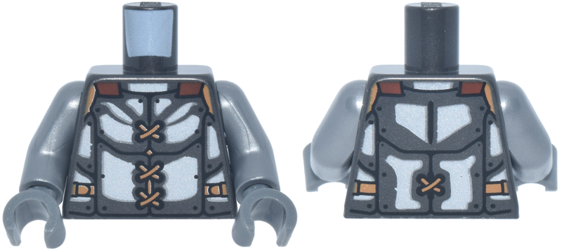 Pearl dark gray armor torso, flat silver arms