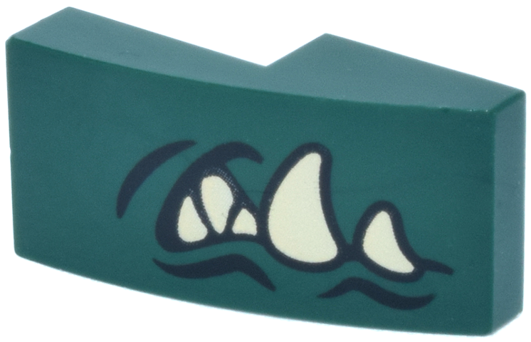 Slope, Curved 2 x 1 x 2/3 with Black Mouth Creases and Tan Fangs Pattern Model Right Side (The Legend of Zelda Ganondorf Teeth)