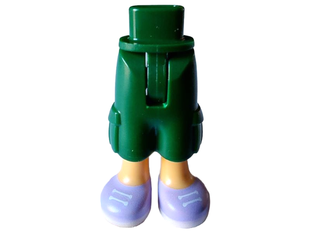 Mini Doll Hips and Trousers Cropped Large Pockets with Molded Medium Tan Legs and Printed Lavender Shoes with White Laces and Soles Pattern - Thin Hinge