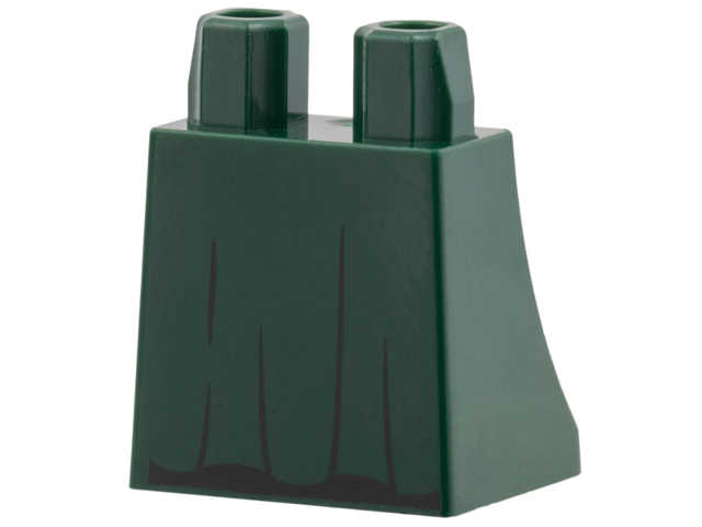 Dark green skirt piece with thin black vertical lines indicating gathered fabric.