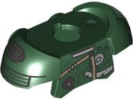 Minifigure Armor Breastplate with Shoulder Pads and 2 Back Studs with Silver and Sand Green Panels, Dark Tan Straps and Dark Silver Tube Pattern