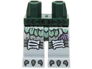 Hips and Light Bluish Gray Legs with Sand Green Armor with Scales, White Bones Knee Pads and Dark Bluish Gray Talons Pattern