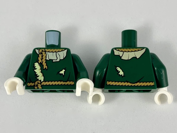 Lego Dark Green Torso Medium Nougat Rope Collar Belt Tan Ruffle Straw 