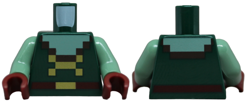 Torso Pixelated Sand Green Neck, Dark Brown Trim, Dark Red Belt with Gold Buckle Pattern / Sand Green Arms / Dark Red Hands