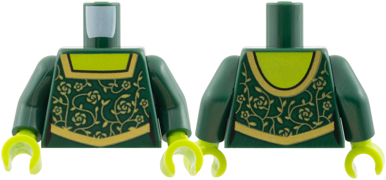 Dark green dress torso with gold roses
