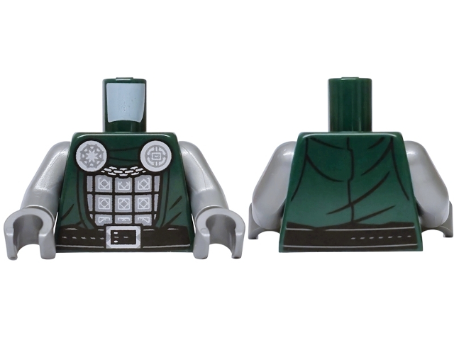 Dark green robe torso, plain flat silver arms