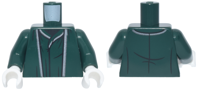 Dark green robe torso with silver trim, white hands