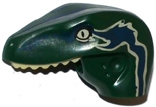 Dinosaur Head Raptor with Pin Hole with Tan Teeth and Tan and Dark Blue Marks Pattern