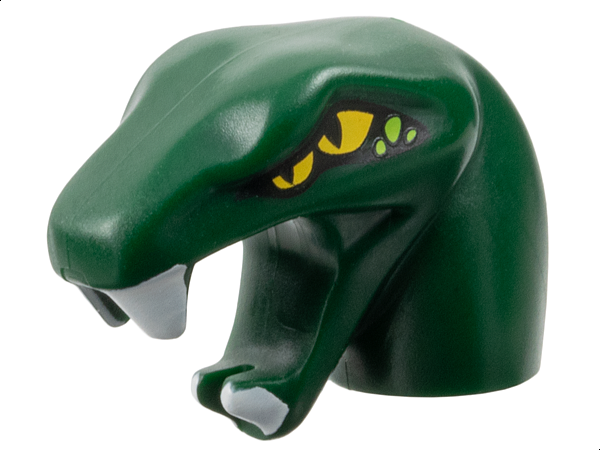 Minifigure, Head, Modified Snake Short Neck with Open Mouth