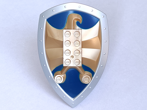 Large Figure Shield, 2 x 4 Brick Relief, Jayko Hawk with Dark Blue and Silver Pattern