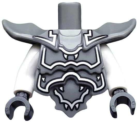 Torso, Modified Short with Armor Breastplate with Shoulder Ridges and Silver Decoration Pattern / White Arms / Black Hands