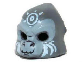 Minifigure, Headgear Mask Gorilla with Light Bluish Gray Face and White Sun Face Paint Pattern