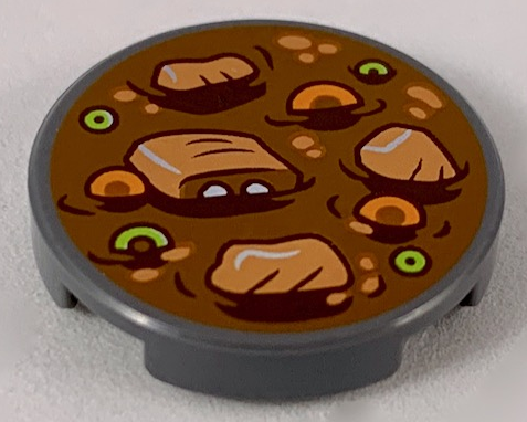 Tile, Round 2 x 2 with Bottom Stud Holder with Chinese New Year's Soup Pattern