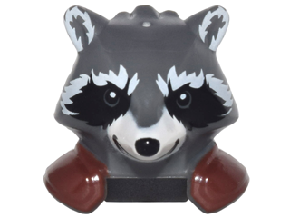 Minifigure, Head, Modified Raccoon with Reddish Brown Shoulder Pads and Smile Pattern (Rocket)