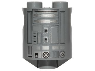 Brick, Round 2 x 2 x 2 Robot Body with Silver Lines Pattern (R3-S1, R2-BHD)