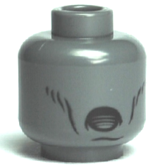 Minifigure, Head Alien Dementor with Black Cheek Lines and Chin Dimple, Faded Oval Open Mouth Pattern
