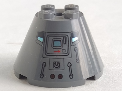 Cone 4 x 4 x 2 with Axle Hole with Hatches and Handles Pattern