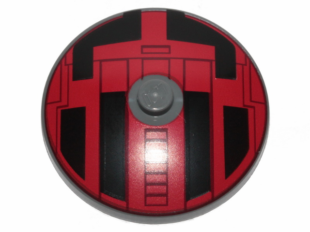 Dish 4 x 4 Inverted (Radar) with Solid Stud with Star Wars TIE Hatch Black and Red Pattern