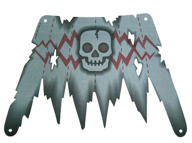 Cloth Sail 30 x 20 with Red Jagged Lines and Skull Pattern, Tatters and Holes