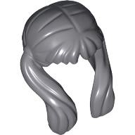 Minifigure, Hair Female Long with Bangs and Front Pigtails - Flexible Rubber