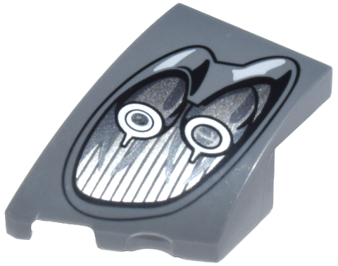 Wedge 3 x 2 Left No Studs with Pagani Utopia Car Headlight, 2 Silver Bulbs and Black Outline Pattern