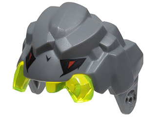 Large Figure Head Rock Monster King, Jaw Upper with Molded Trans-Neon Green Teeth and Printed Black and Red Eyes Pattern