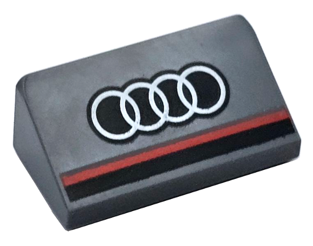 Slope 30 1 x 2 x 2/3 with Black and Red Stripes and White Audi Logo Pattern