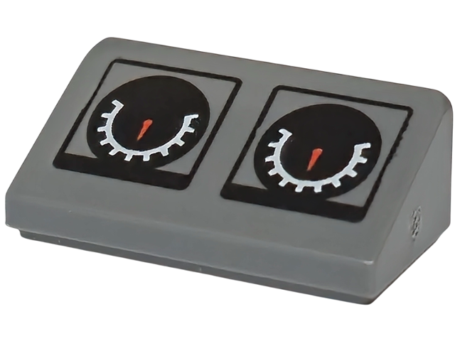Slope 30 1 x 2 x 2/3 with 2 Black and White Gauges with Red Needles Pattern