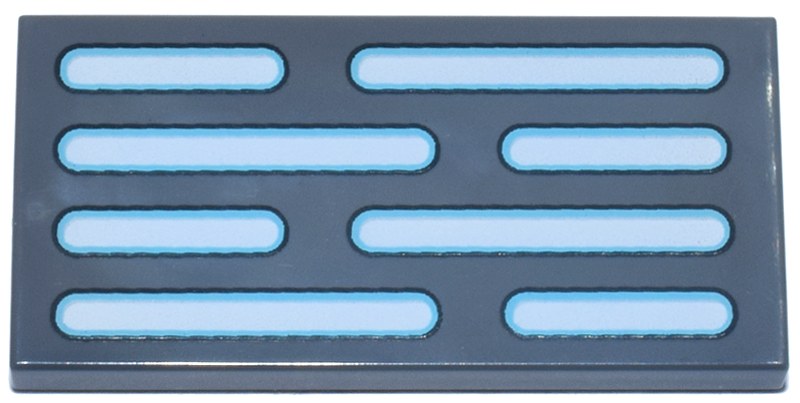 Tile 2 x 4 with White and Medium Azure SW Death Star Wall Lights Pattern