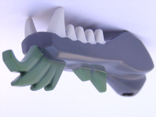 Dragon Head (Ninjago) Jaw Lower with White Teeth and Sand Green Spines Pattern