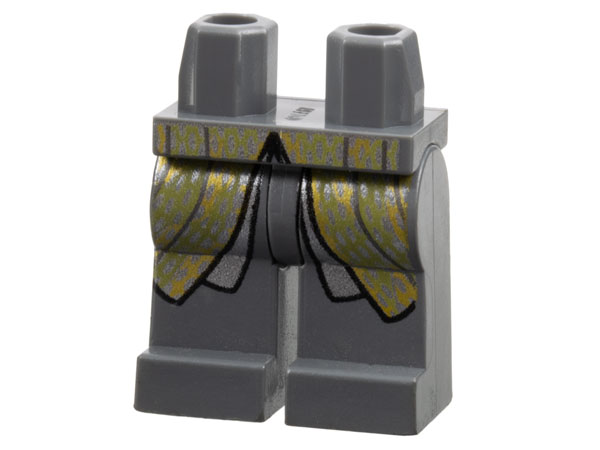 Hips and Legs with Silver and Olive Green Robe Ends Pattern