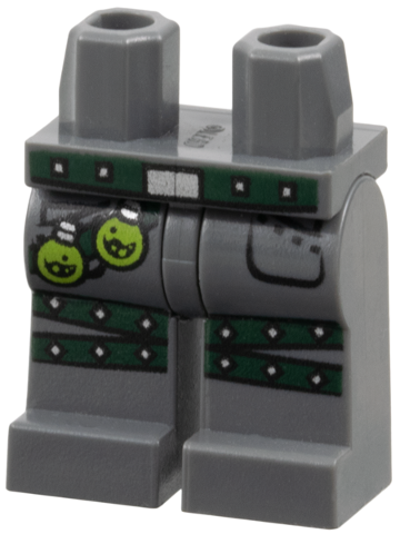 Hips and Legs with Studded Dark Green Belt and Leg Straps, Pockets and Two Lime Toxic Bulbs Pattern