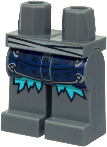 Hips and Legs with Light Bluish Gray Sash, Dark Blue and Black Armor and Loincloth, Medium Azure Ice Crystals Pattern in Dark Bluish Gray