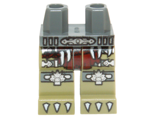 Hips and Olive Green Legs with Dark Red Loincloth, Silver Crocodile Knee Pads and White Claws Pattern