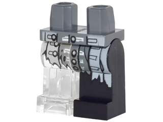 Hips and 1 Black Left Leg, 1 Trans-Clear Right Leg with Naval Uniform Jacket Tails Tattered with Silver Buttons and White Trim Pattern