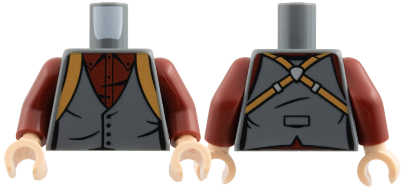 Torso Vest with Black Buttons, Dark Red Button-Up Shirt, Medium Nougat Suspenders Pattern / Dark Red Arms / Light Nougat Hands