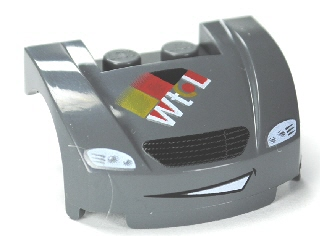 Vehicle, Mudguard 3 x 4 x 1 2/3 Curved Front with Headlights, Grille and Smile Pattern (Max Schnell)