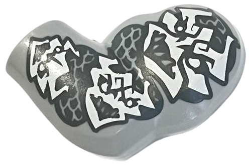 Arm Giant, Left with Sleeve Tattoo, Dark Bluish Gray Scales and Large White Scary Faces Pattern