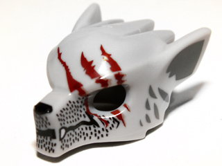 Minifigure, Headgear Mask Wolf with Fangs, Stubble and Three Dark Red Gashes Pattern