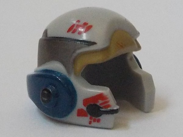Minifigure, Headgear Helmet SW Rebel with Dark Tan, Silver, and Dark Blue A-wing Pilot Pattern