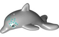 Dolphin, Friends Style, Jumping with Bottom Axle Holder with Dark Turquoise Eyes and Spots Pattern