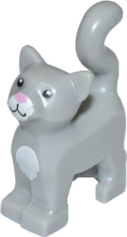 Cat, Standing with Black Eyes, Bright Pink Nose, White Muzzle and Chest Pattern