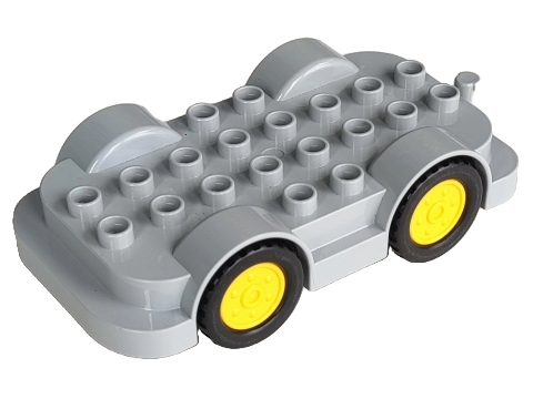 Duplo Car Base 4 x 8 with Yellow Wheels with Black Tires