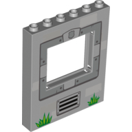 Panel 1 x 6 x 6 with Window with Silver Bolted Frame, Police Badge, Vent and Grass Pattern