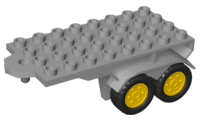 Duplo Trailer Flatbed 4 x 8 with Hook and Four Black Wheels with Yellow Hubs