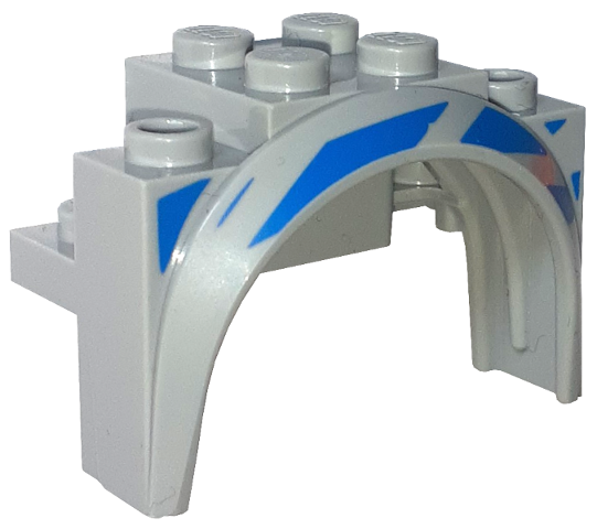 Vehicle, Mudguard 4 x 2 1/2 x 2 1/3 with Arch Round with Blue Stripes Pattern Model Left Side