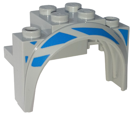 Vehicle, Mudguard 4 x 2 1/2 x 2 1/3 with Arch Round with Blue Stripes Pattern Model Right Side